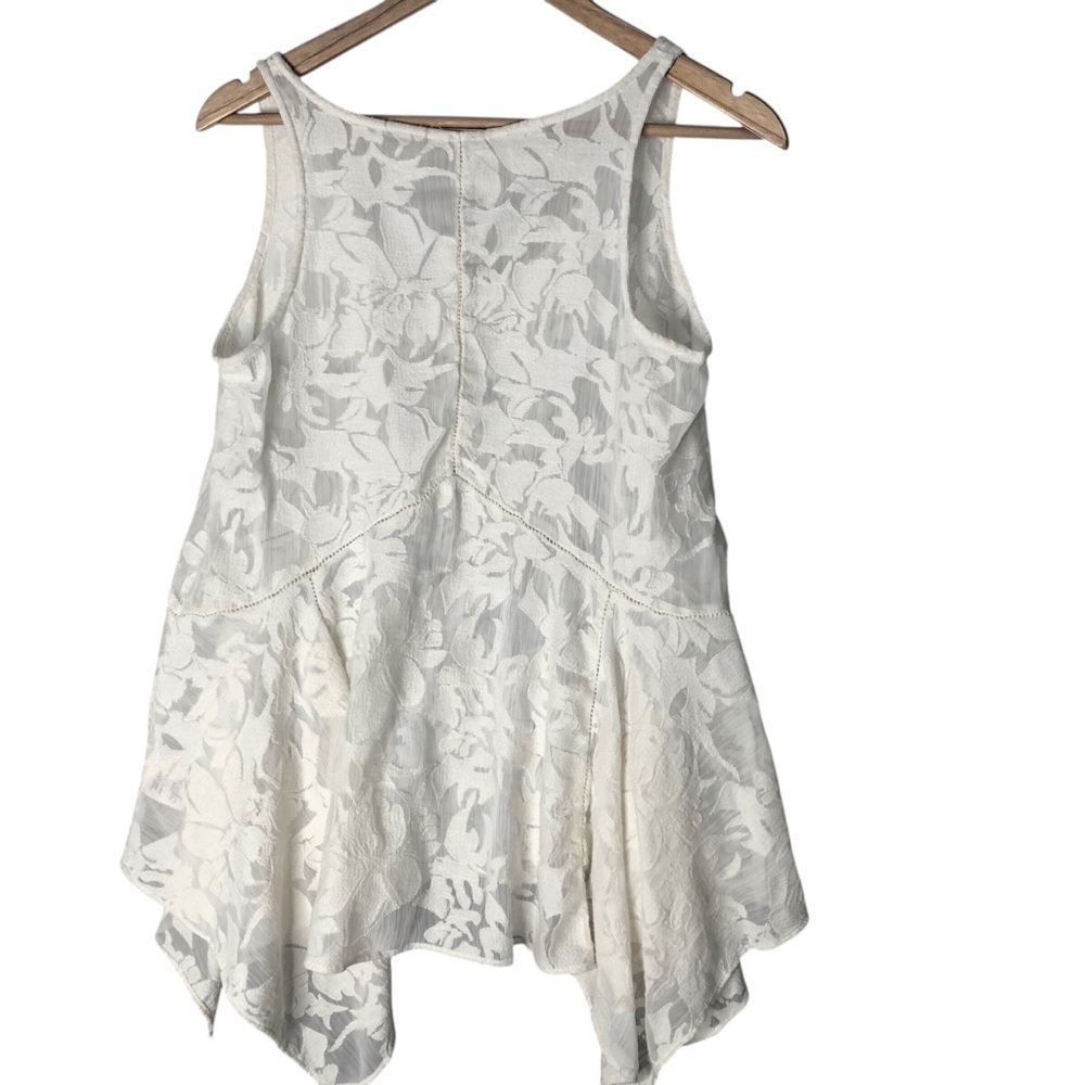 Anthro Vanessa Virginia Top Sz S Sheer Romantic Boho Victorian Filigree Cream - Picture 3 of 8